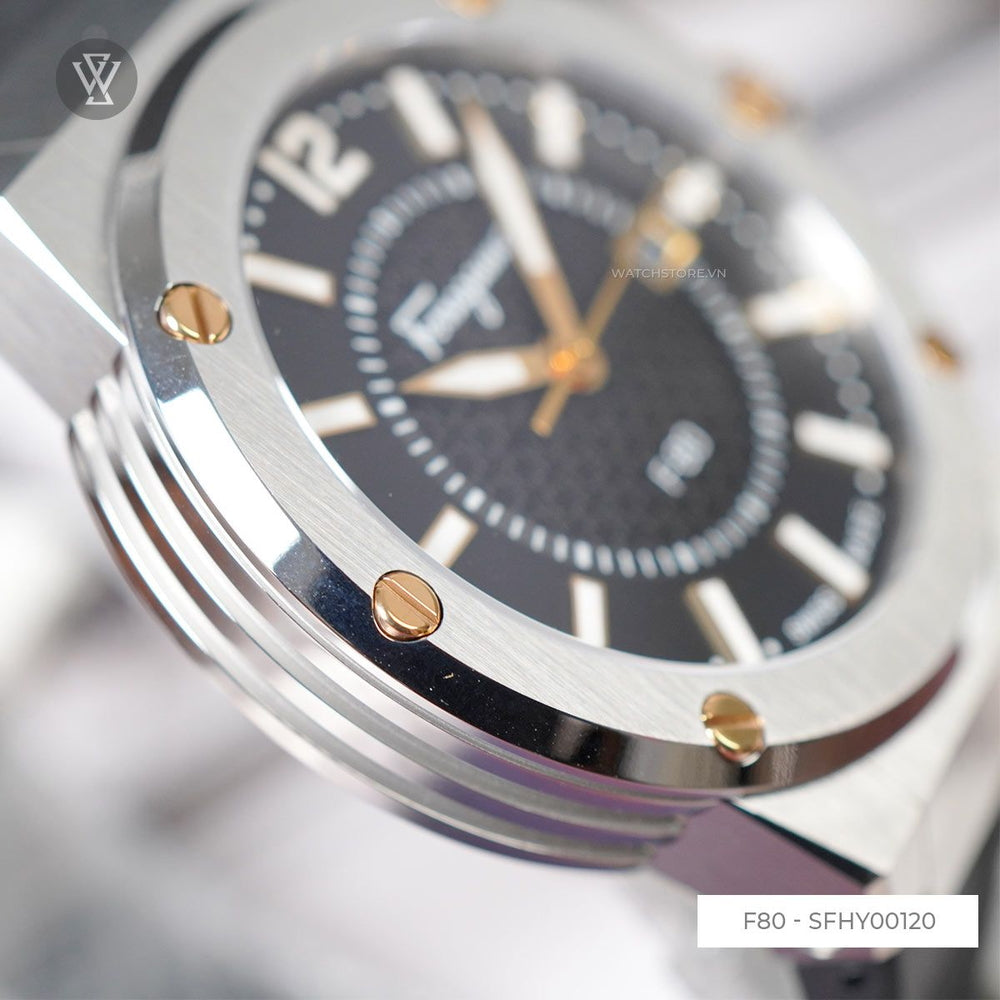  Shop Authentic Salvatore Ferragamo F-80 Black Dial Black Rubber Strap Watch For Men - SFHY00120 - Luxxuri