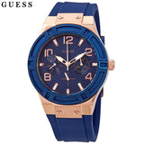  Shop Authentic Guess Jet Setter Analog Quartz Blue Dial Blue Rubber Strap Watch For Women - W0571L1 - Luxxuri