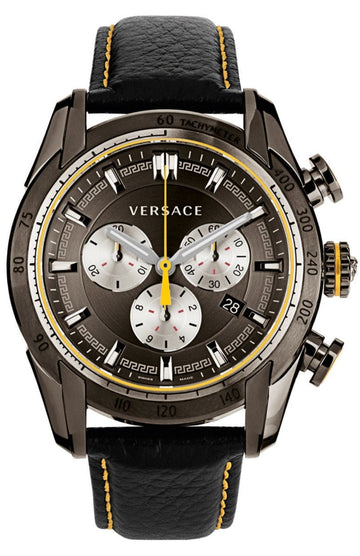  Shop Authentic Versace V Ray Chronograph Grey Dial Black Leather Strap Watch for Men - VDB020014 - Luxxuri