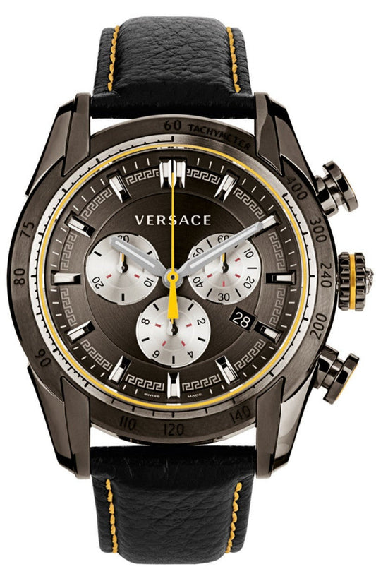  Shop Authentic Versace V Ray Chronograph Grey Dial Black Leather Strap Watch for Men - VDB020014 - Luxxuri