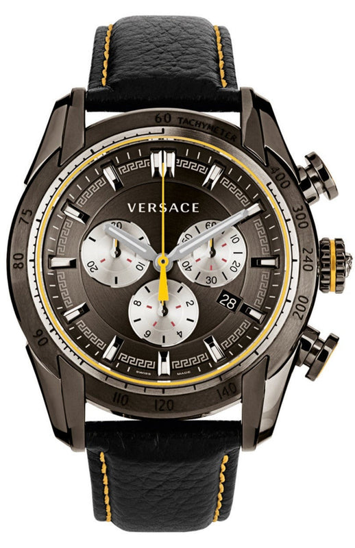  Shop Authentic Versace V Ray Chronograph Grey Dial Black Leather Strap Watch for Men - VDB020014 - Luxxuri