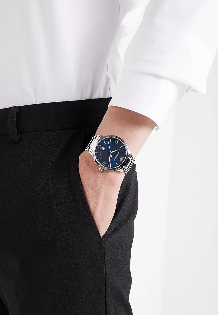  Shop Authentic Emporio Armani Giovanni Quartz Blue Dial Silver Steel Strap Watch For Men - AR11227 - Luxxuri