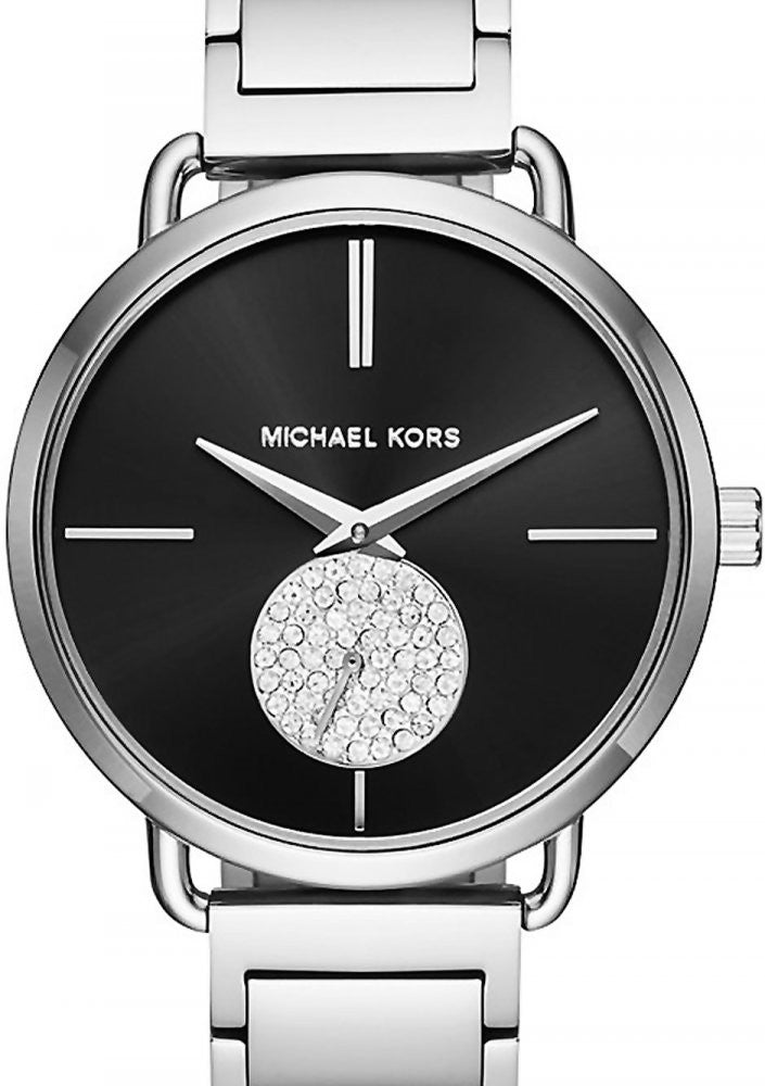  Shop Authentic Michael Kors Portia Black Dial Silver Steel Strap Watch for Women - MK3638 - Luxxuri