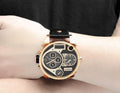  Shop Authentic Diesel Big Daddy Gold & Black Dial Black Leather Strap Watch For Men - DZ7261 - Luxxuri