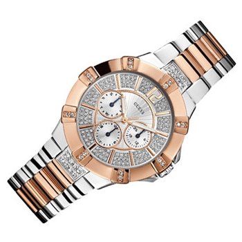  Shop Authentic Guess Vista Analog Diamonds Silver Dial Two Tone Steel Strap Watch for Women - W0024L1 - Luxxuri