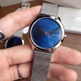  Shop Authentic Calvin Klein Minimal Blue Dial Silver Mesh Bracelet Watch for Men - K3M2112N - Luxxuri