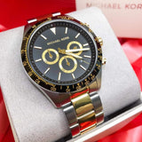  Shop Authentic Michael Kors Layton Chronograph Black Dial Two Tone Steel Strap Watch For Men - MK8784 - Luxxuri