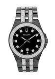  Shop Authentic Bulova Crystal Collection Black Dial Two Tone Steel Strap Watch for Men - 98K101 - Luxxuri