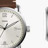  Shop Authentic Fossil The Commuter White Dial Brown Leather Strap Watch for Men - FS5275 - Luxxuri