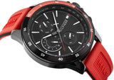  Shop Authentic Tommy Hilfiger Multifunction Quartz Black Dial Red Rubber Strap Watch for Men  - 1791722 - Luxxuri