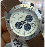  Shop Authentic Fossil Retro Traveler Chronograph White Dial Brown Leather Strap Watch for Men - CH2886 - Luxxuri