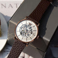  Shop Authentic Emporio Armani Meccanico Automatic White Dial Brown Leather Strap Watch For Men - AR60027 - Luxxuri