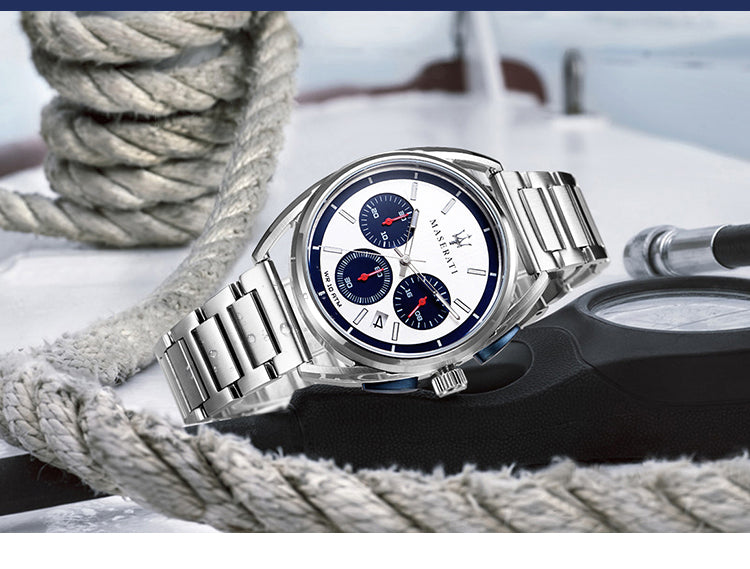  Shop Authentic Maserati Trimarano Chronograph Silver Dial Silver Stainless Steel Strap Watch For Men - R8873632001 - Luxxuri