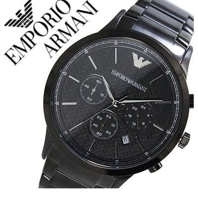  Shop Authentic Emporio Armani Dress Chronograph Quartz Black Dial Black Stainless Steel Strap Watch For Men - AR2485 - Luxxuri