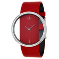  Shop Authentic Calvin Klein Glam Transparent Dial Red Leather Strap Watch for Women - K9423144 - Luxxuri