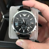  Shop Authentic Emporio Armani Renato Chronograph Black Dial Black Leather Strap Watch For Men - AR2447 - Luxxuri