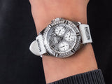  Shop Authentic Guess Frontier Diamonds Silver Dial White Rubber Strap Watch For Women - W1160L4 - Luxxuri
