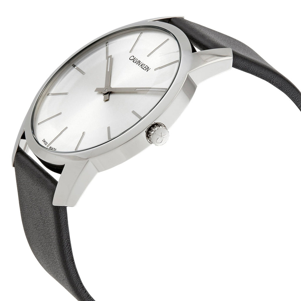  Shop Authentic Calvin Klein City White Dial Black Leather Strap Watch for Men - K2G2G1CD - Luxxuri