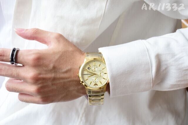  Shop Authentic Emporio Armani Renato Chronograph White Dial Gold Steel Strap Watch For Men - AR11332 - Luxxuri