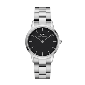  Shop Authentic Daniel Wellington Iconic Link Black Dial Silver Steel Strap Watch For Women - DW00100342 - Luxxuri