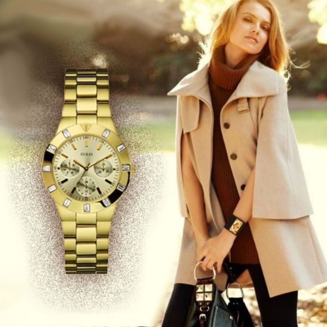  Shop Authentic Guess Glisten Analog Gold Dial Gold Steel Strap Watch For Women - W13576l1 - Luxxuri