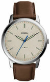  Shop Authentic Fossil Minimalist Off White Dial Brown Leather Strap Watch for Men - FS5306 - Luxxuri
