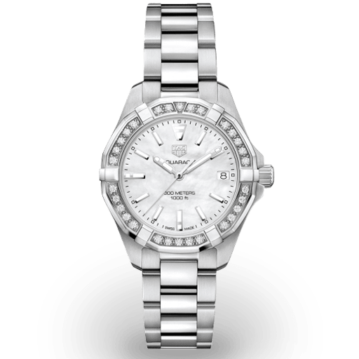  Shop Authentic Tag Heuer Aquaracer Diamonds Mother of Pearl Dial Silver Steel Strap Watch for Women - WBD1313.BA0740 - Luxxuri