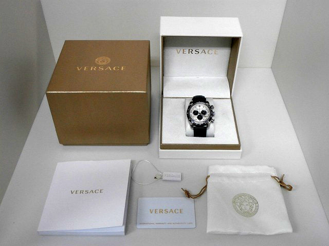  Shop Authentic Versace V-Ray Quartz Silver Dial Black Leather Strap Watch for Men - VDB010014 - Luxxuri