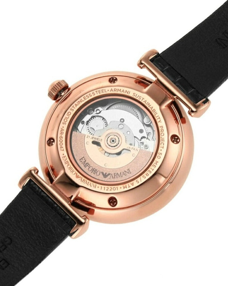  Shop Authentic Emporio Armani Gianni T Bar Mother of Pearl White Dial Black Leather Strap Watch For Women - AR60047 - Luxxuri