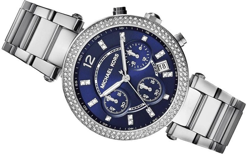  Shop Authentic Michael Kors Parker Chronograph Blue Dial Silver Steel Strap Watch for Women - MK6117 - Luxxuri