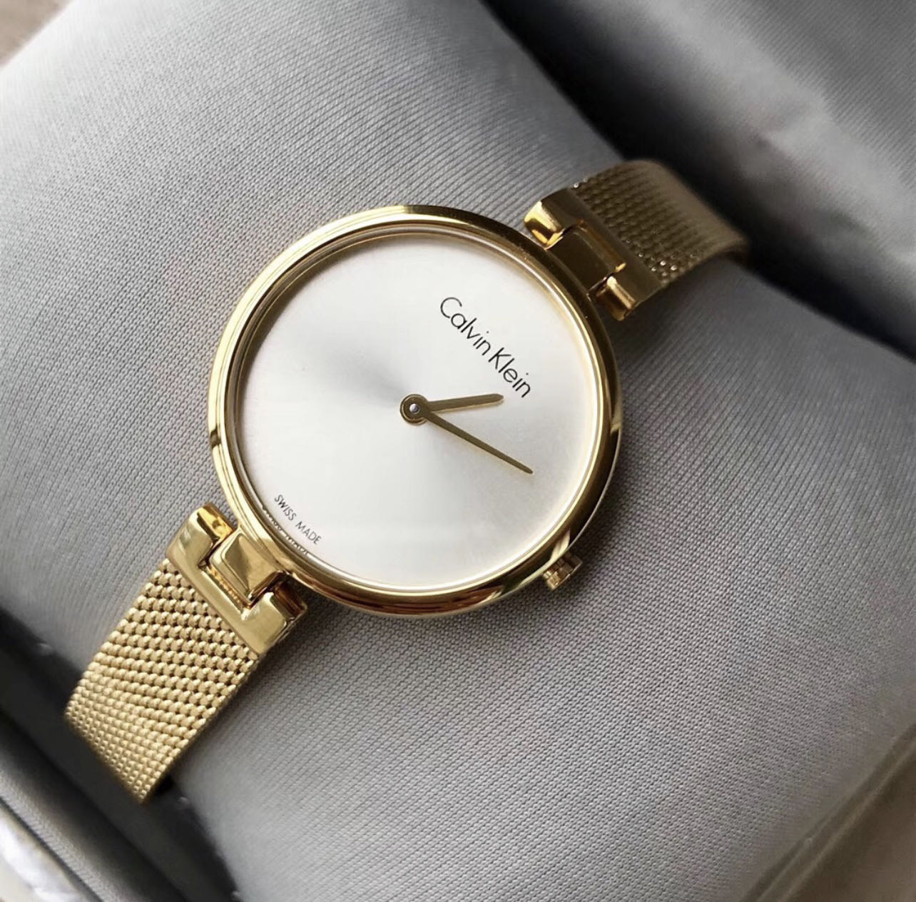  Shop Authentic Calvin Klein Authentic White Dial Rose Gold Mesh Bracelet Watch for Women - K8G23526 - Luxxuri