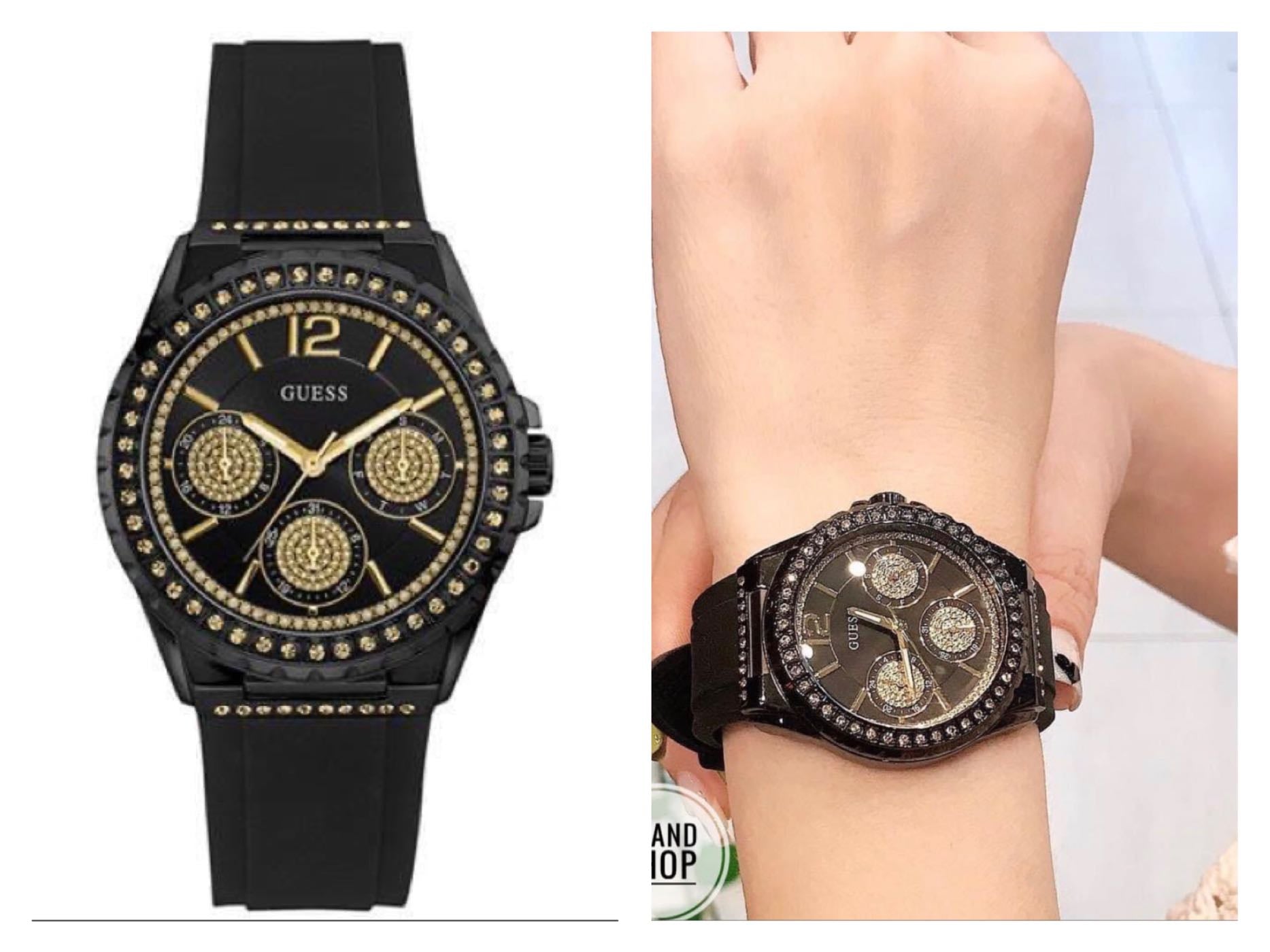  Shop Authentic Guess Starlight Black Dial Black Rubber Strap Watch for Women - W0846L1 - Luxxuri
