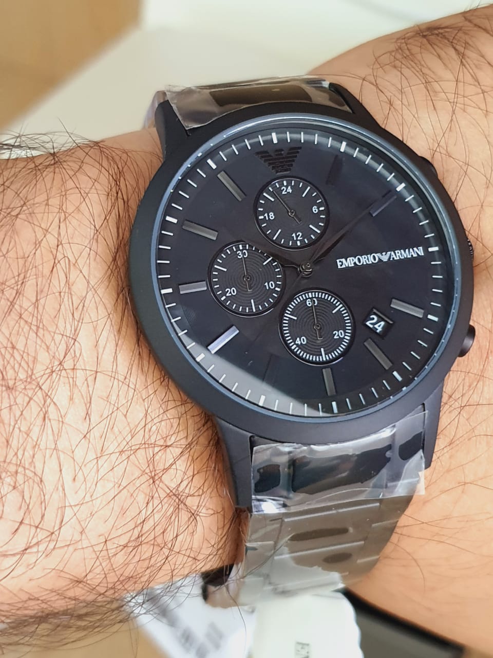  Shop Authentic Emporio Armani Renato Chronograph Mother of Pearl Black Dial Black Steel Strap Watch For Men - AR11275 - Luxxuri