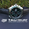  Shop Authentic Tag Heuer Formula 1 Calibre 16 Automatic Chronograph Green Dial Black Leather Strap Watch for Men - CAZ2016.FC6473 - Luxxuri