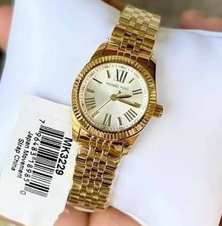  Shop Authentic Michael Kors Lexington Quartz Silver Dial Gold Steel Strap Watch For Women - MK3229 - Luxxuri