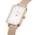  Shop Authentic Daniel Wellington Quadro Pressed Melrose White Dial Rose Gold Mesh Strap Watch For Women - DW00100465 - Luxxuri