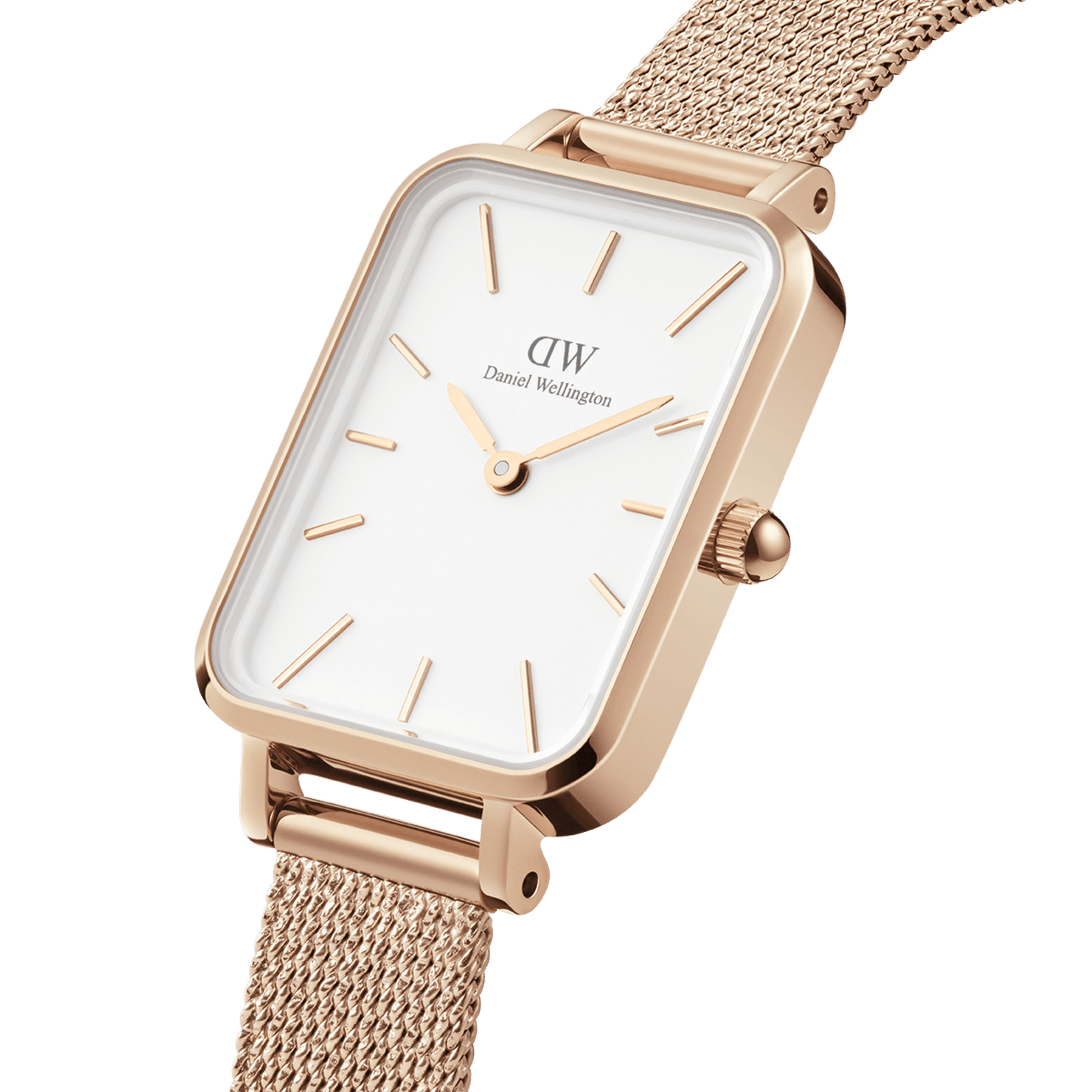  Shop Authentic Daniel Wellington Quadro Pressed Melrose White Dial Rose Gold Mesh Strap Watch For Women - DW00100465 - Luxxuri