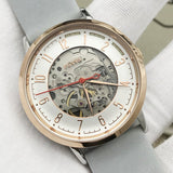  Shop Authentic Fossil Vintage Muse Automatic Skeleton White Dial Grey Leather Strap Watch for Women - ME3131 - Luxxuri
