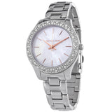  Shop Authentic Michael Kors Liliane Three Hand Mother of Pearl White Dial Silver Steel Strap Watch For Women - MK4556 - Luxxuri