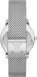 Emporio Armani Minimalist Quartz Green Dial Silver Mesh Bracelet Watch For Men - AR11578