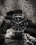  Shop Authentic IWC Pilot's Watch Chronograph Black Dial Black Leather Strap Watch for Men - IW377709 - Luxxuri