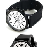  Shop Authentic Emporio Armani Chronograph Quartz Silver Dial Black Rubber Strap Watch For Men - AR11048 - Luxxuri
