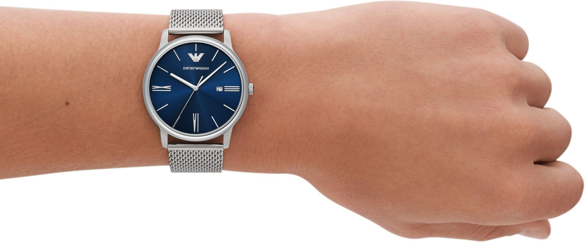  Shop Authentic Emporio Armani Minimalist Quartz Blue Dial Silver Steel Strap Watch For Men - AR11571 - Luxxuri