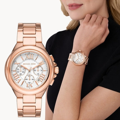  Shop Authentic Michael Kors Camille Chronograph White Dial Rose Gold Steel Strap Watch For Women - MK7271 - Luxxuri