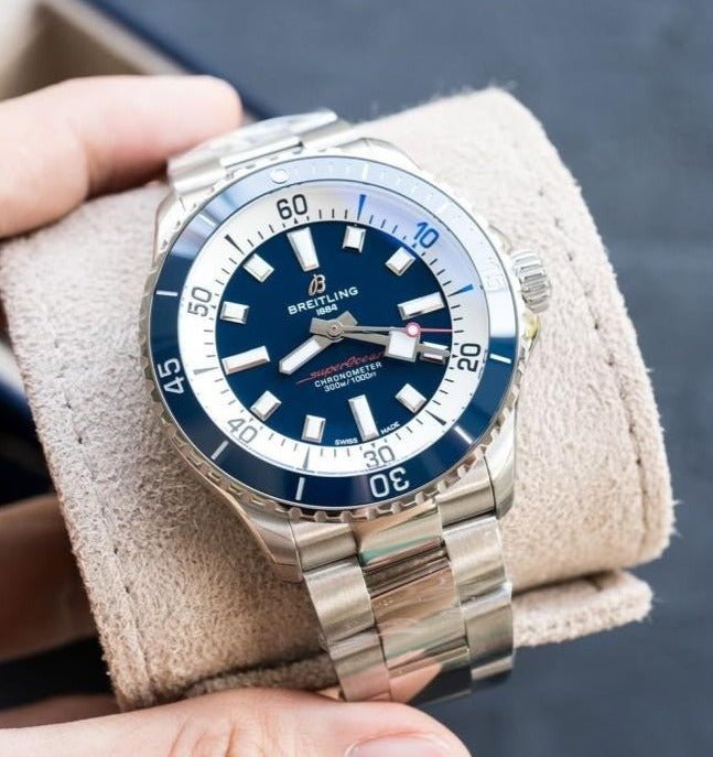 Shop Authentic Breitling Superocean Automatic 42mm Blue Dial Silver Steel Strap Watch for Men - A17375E71C1A1 - Luxxuri
