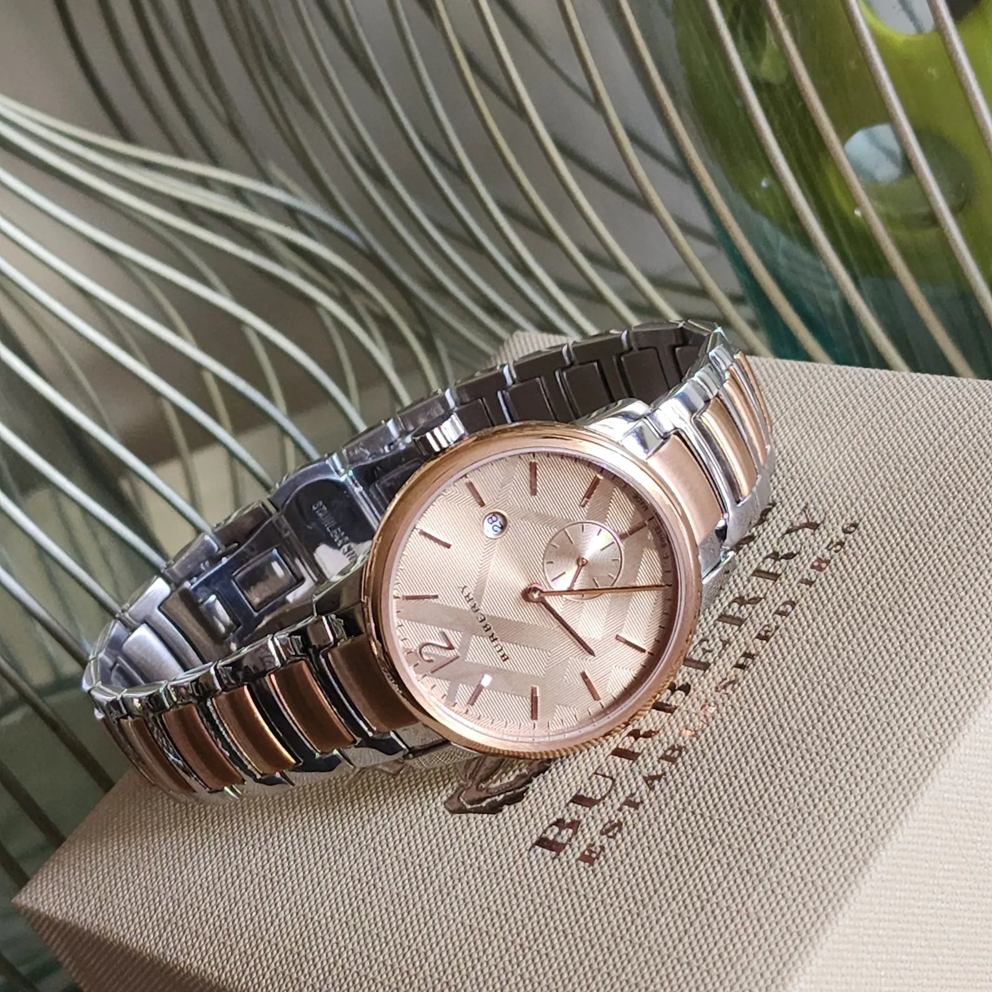  Shop Authentic Burberry The Classic Rose Gold Dial Two Tone Steel Strap Watch for Women - BU10117 - Luxxuri