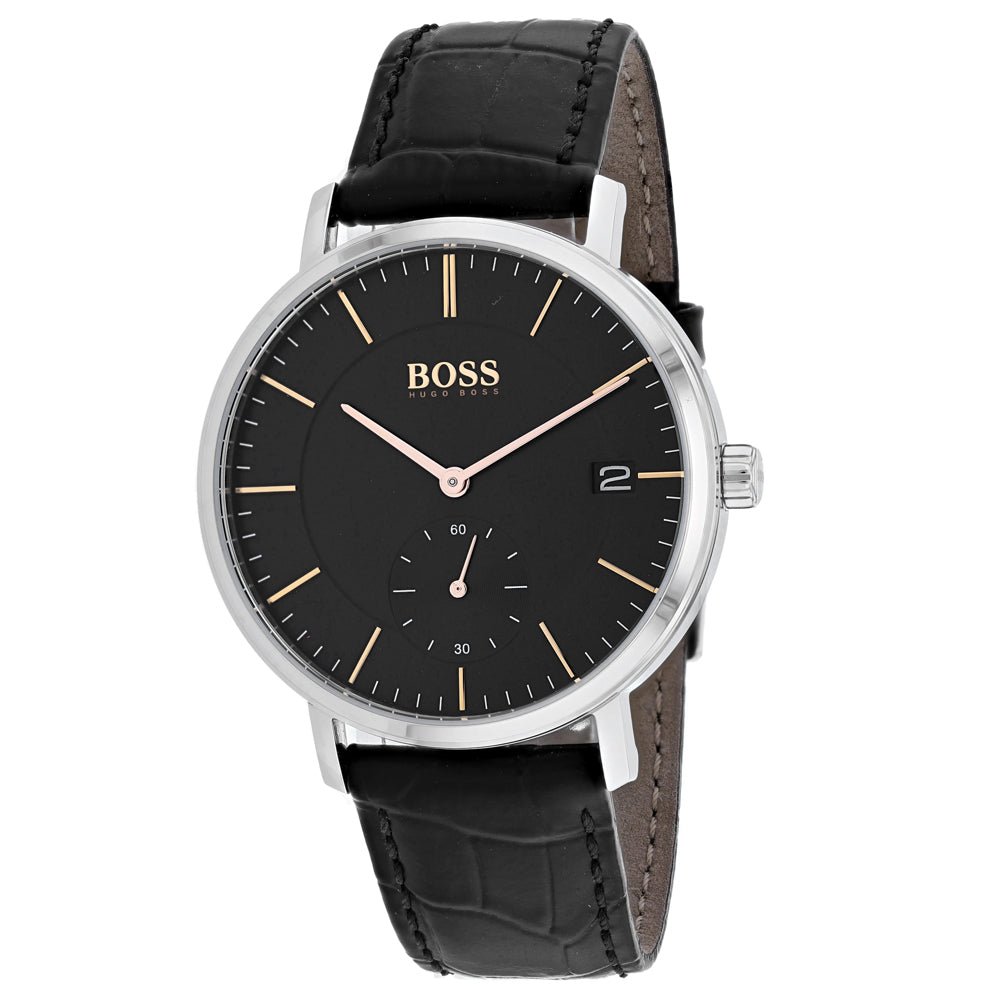  Shop Authentic Hugo Boss Corporal Black Dial Black Leather Strap Watch for Men - 1513638 - Luxxuri