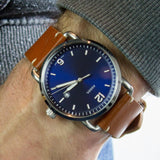  Shop Authentic Fossil Commuter Blue Dial Blue Leather Strap Watch for Men - FS5325 - Luxxuri