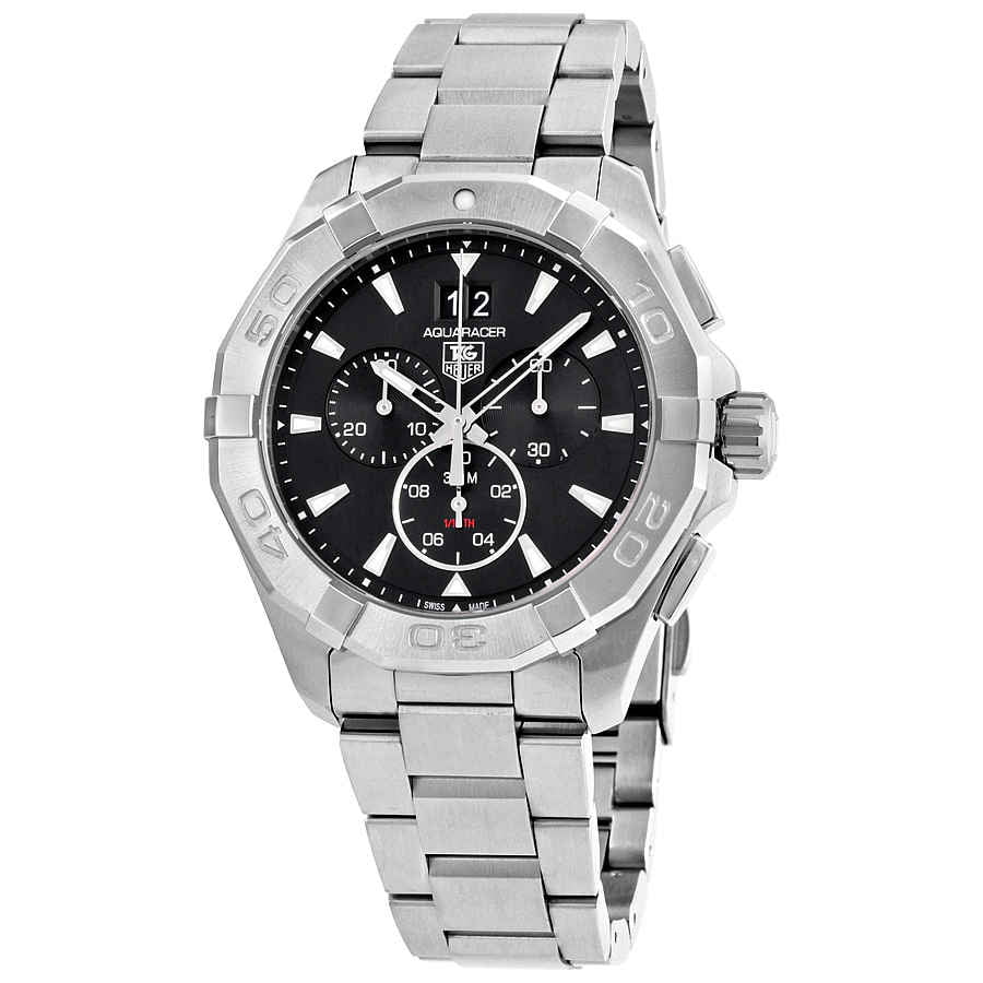 Shop Authentic Tag Heuer Aquaracer Chronograph Black Dial Silver Steel Strap Watch for Men - CAY1110.BA0927 - Luxxuri