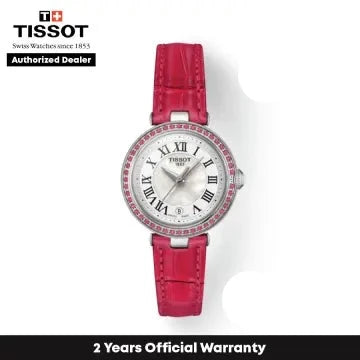  Shop Authentic Tissot Bellissima Small Lady Diamonds Mother of Pearl Dial Red Leather Strap Watch For Women - T126.010.66.113.00 - Luxxuri